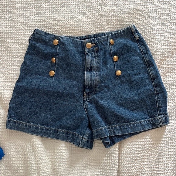 Zara Pants - Zara Blue Jean Shorts with Gold Buttons - size 8